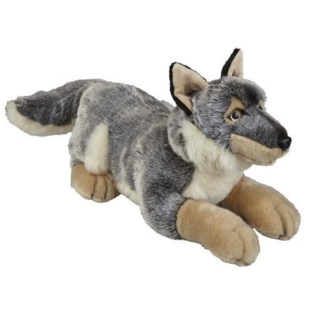 Grote pluche grijze wolf/wolven knuffel 50 cm speelgoed