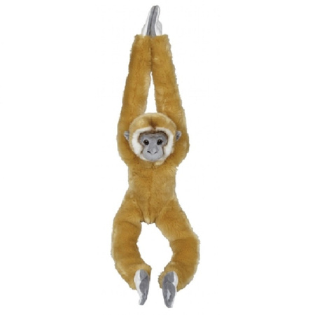 Plush light brown hanging gibbon monkey cuddle toy 98 cm