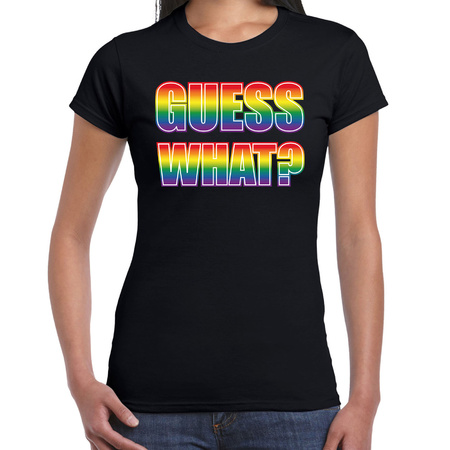 Guess what text coming out LGBT t-shirt / shirt black for women