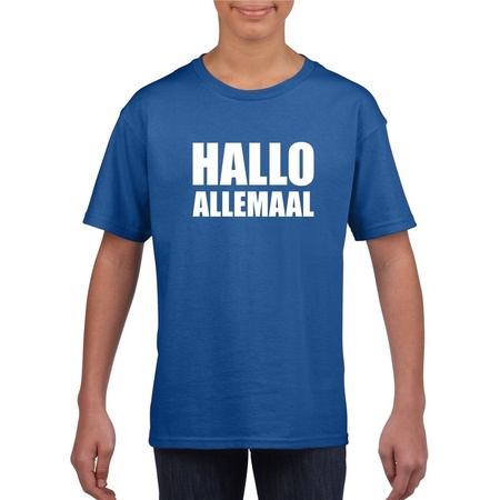 Hallo allemaal tekst blauw t-shirt voor kinderen