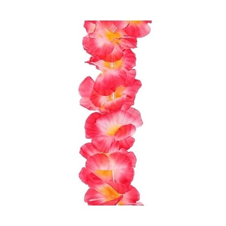 Hawaii bloemen krans/slinger - roze/oranje - voor volwassenen