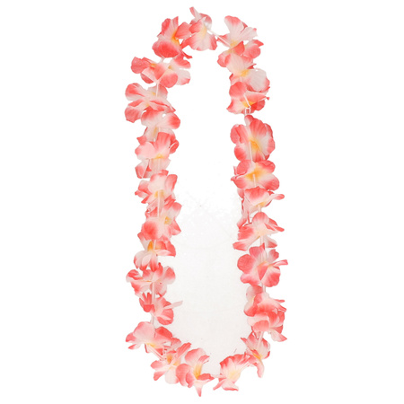Hawaii bloemen krans/slinger - roze/oranje - voor volwassenen