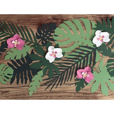 Paper decoration tropical Hawaii palm leaves 21 pieces
