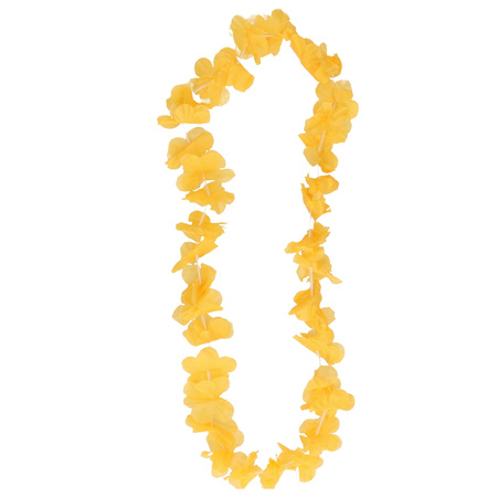 Toppers - Hawaii krans met okergeel/zacht oranje bloemen 110 cm