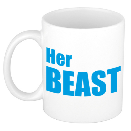 Her beast mug / cup white with blue letters 300 ml