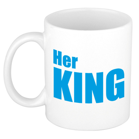 His queen her king mug / cup white with pink letters 300 ml