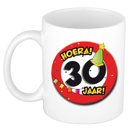 Hoera 30 jaar mug/cup stopsign - ceramic - 300 ml