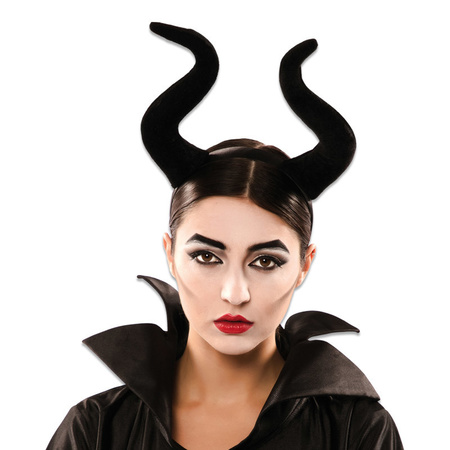 Horror haarband/diadeem met duivel/heksen hoorns zwart voor volwassenen