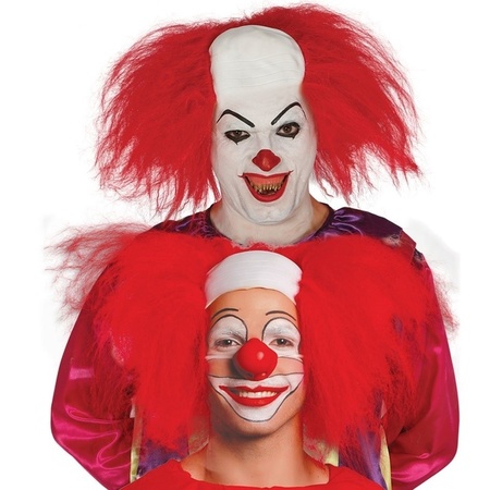 Red horror killer clown wig for adults