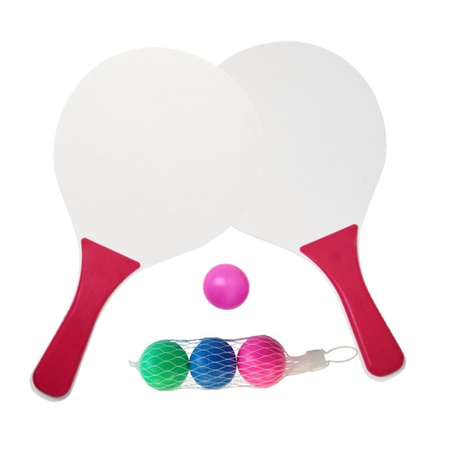 Wooden beachball set pink with 4 colored balls