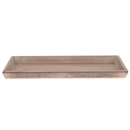 Candle charger plate/platter wood 39 x 15 cm greywash