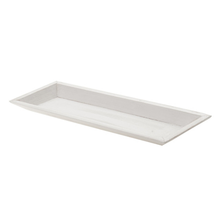 Candle charger plate/platter wood 39 x 15 cm white wash