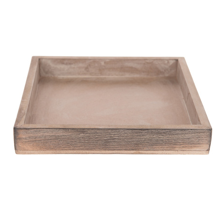 Candle charger plate/platter wood 20 x 20 cm greywash