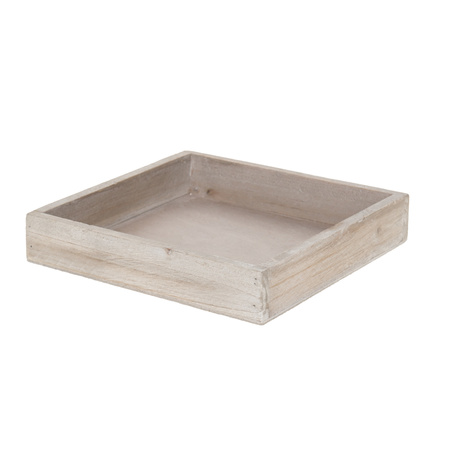Candle charger plate/platter wood 20 x 20 cm natural wash