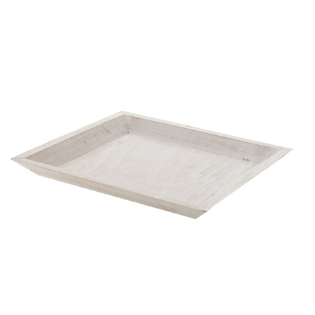 Houten kaarsenbord/plateau vierkant wit 30 x 30 cm