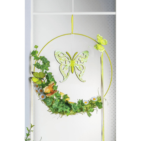 Houten vromen decoratie hanger van een bloem van 17 x 16 cm