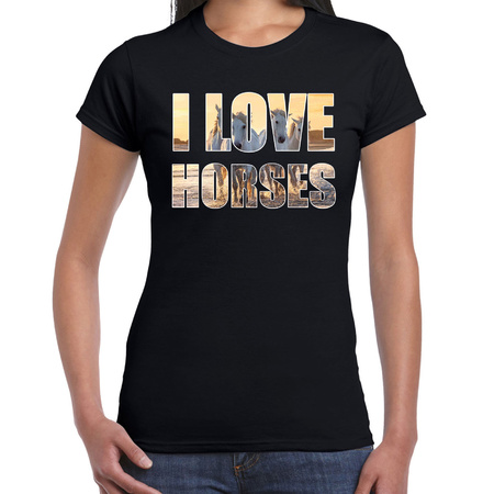 I love horses t-shirt black for women