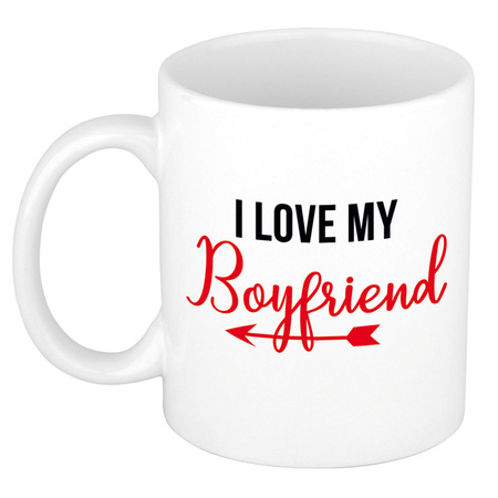 I love my boyfriend mug / cup white with arrow 300 ml