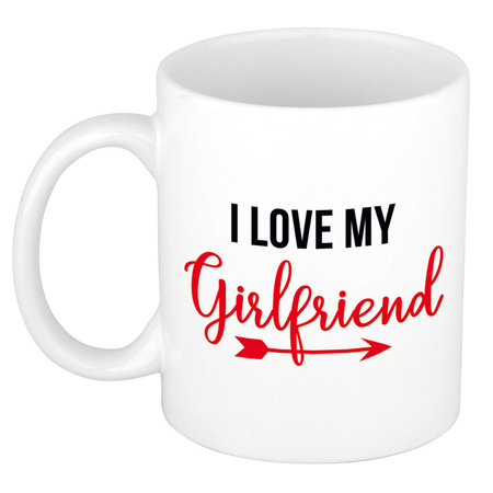 I love my girlfriend mug / cup white with arrow 300 ml