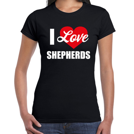 I love Shepherds dog t-shirt black for women