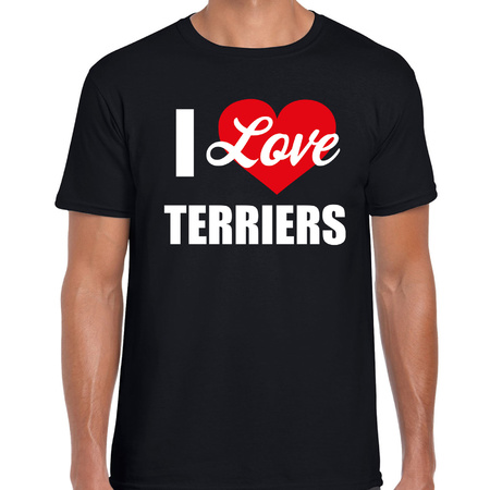 I love Terriers dog t-shirt black for men