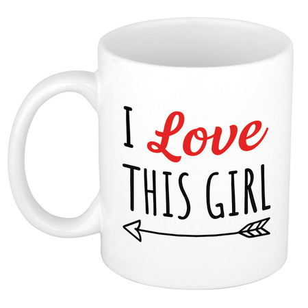 I love this girl mug / cup white with arrow 300 ml