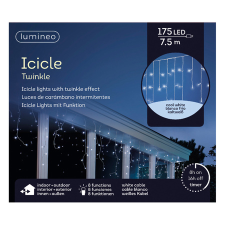 Christmas lights LED cool white icicle 175 l