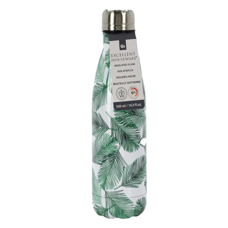 Insulated jug - stainless steel - 500 ml - green leaves print
