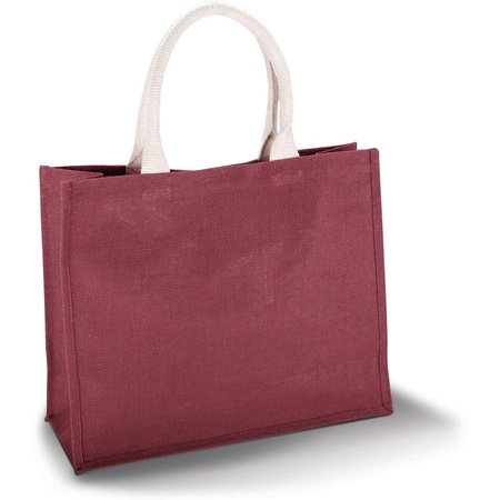 Jute red beachbag/shopping bag 42 cm