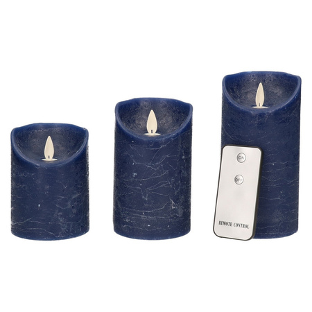 Candle set 3 dark blue LED candles with remote control