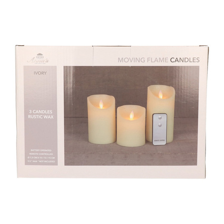 Candle set 3 ivory LED candles with remote control