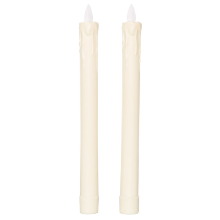 Candle set 2x pcs Led candles ivory white with remote control 23 cm