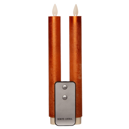 Candle set 2x pcs Led candles copper with remote control 23 cm