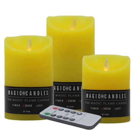 Candle set 3x pcs LED candles yellow with remote control