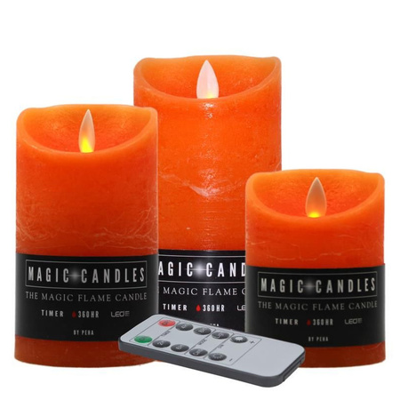 Candle set 3x pcs LED candles orange with remote control