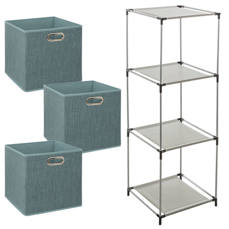 Closet baskets set 3x - iceblue - 29L - In metal storage cabinet 34 x 98 cm.