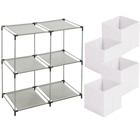 Closet baskets set 4x - white - 29L - In metal storage cabinet 67 x 68 cm.