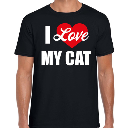 Katten t-shirt I love my cat / Ik hou van mijn kat / poes - zwart voor heren