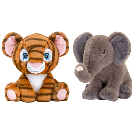 Keel Toys - Soft toy animal friends set tiger and elephant 25 cm