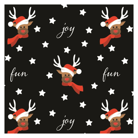 Kerst inpakpapier/cadeaupapier - zwart/rendieren - 250 x 70 cm