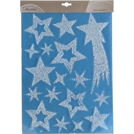 Kerst raamstickers/raamdecoratie glitter sterren 30 x 40 cm