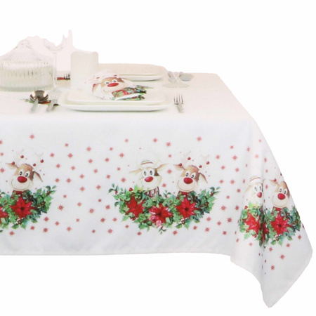 Christmas tablecloth reindeer theme 140 x 250 cm rectangle