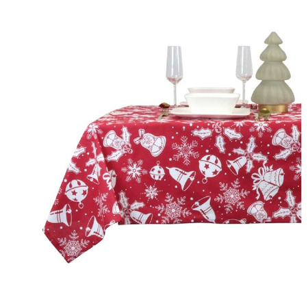 Christmas tablecloth red with christmas print 150 x 250 cm
