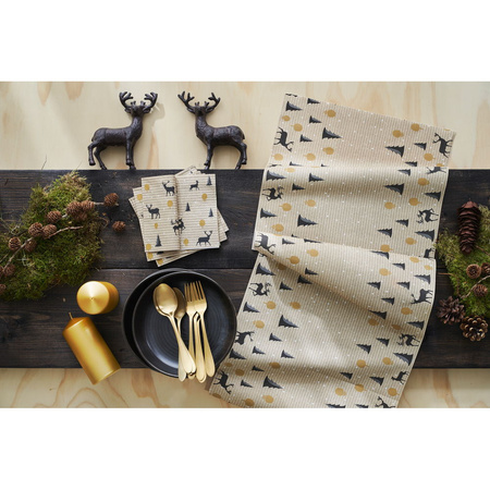 Christmas theme table runner/placemats with reindeers and trees 40 x 480 cm