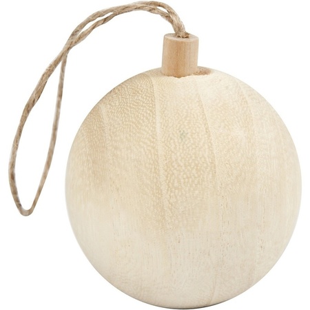 Christmas ball hanging decoration light wood 6,4 cm