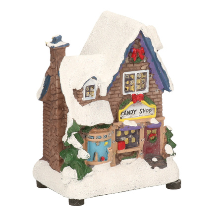 Christmas village candystore figurine12 cm with LED lighting