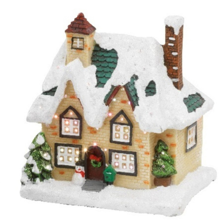 Set of 4x Christmas village houses with lights 12,5 cm