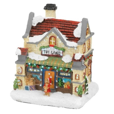 Set of 4x Christmas village houses with lights 12,5 cm