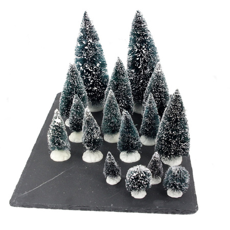 Christmas village parts miniature set of 16x trees