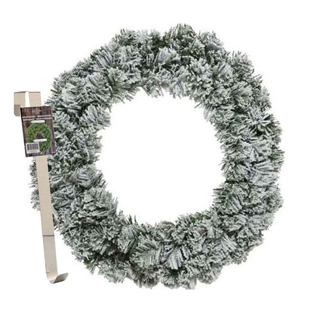 Christmas wreath 40 cm - green - snowy - with pendant